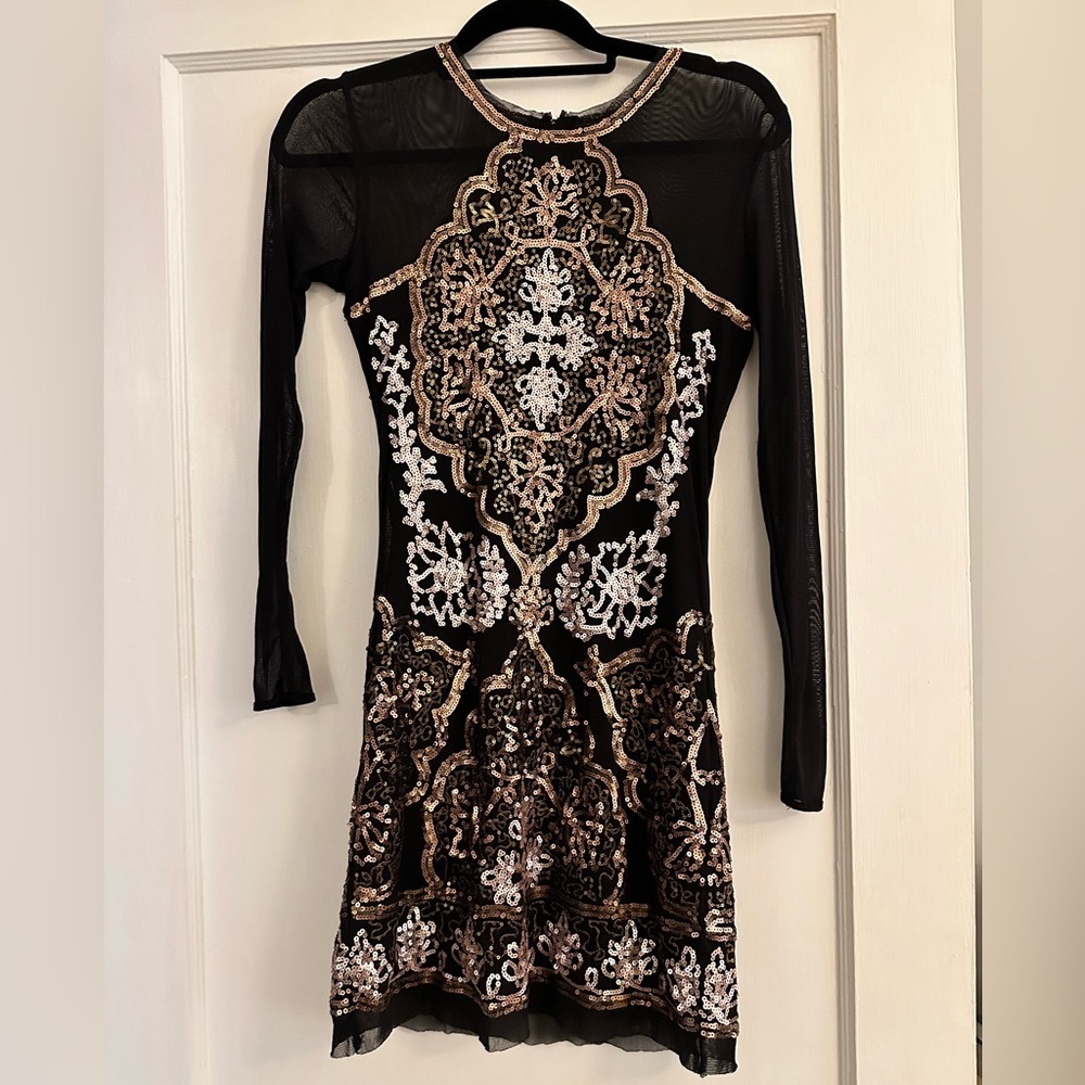 Chelsea and Violet Black Mesh Sparkle Dress